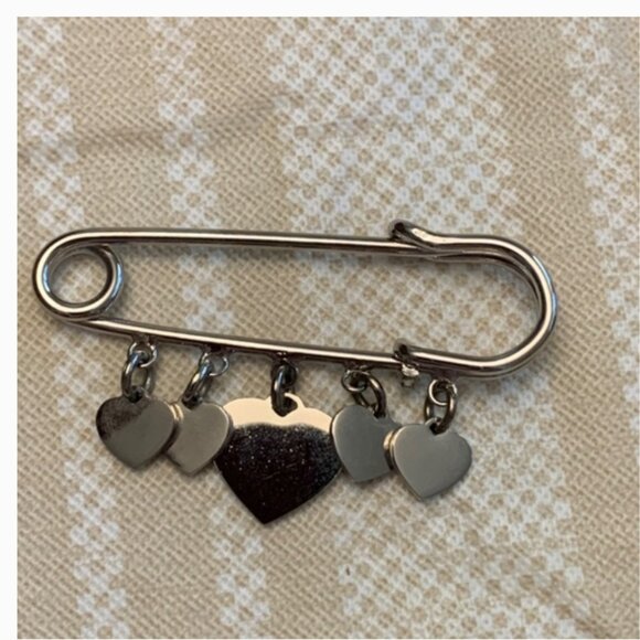 Vintage Coach Pin with Heart Charms - Picture 2 of 3